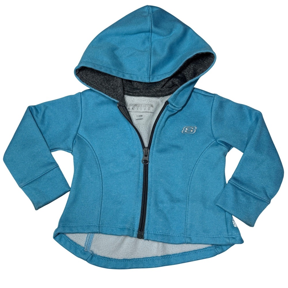 Skechers Girls Hoodie Full Zip Peplum Back 18M Blue Active Fleece SKG305